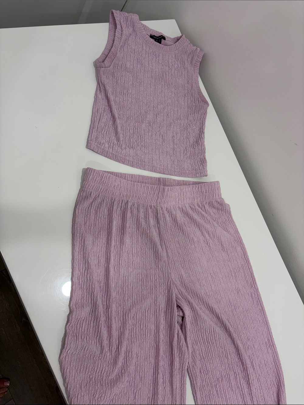 Lilac Ribbed Tank & Pants Set